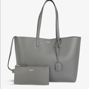 SAINT LAURENT logo-print leather tote bag